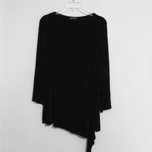 Picadilly Fashion Black Asymmetrical No Wrinkle Travel Stretch Casual Top XL